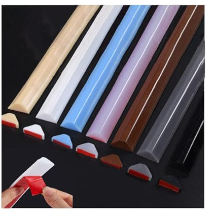 Self-Adhesive Silicone Wet Room Floor Barrier,Bath Dam Seal Trim,Shower Threshold Water Barrir,Dam Bathwater Barrier,Shower Tray Sealing Strip for Kitchen,Bathroom (Grey 1m)