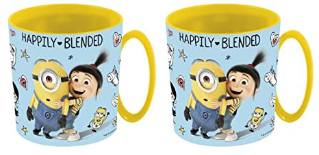 ALMACENESADAN 4857 Back to School Minions Group 2 Microwave Cups 350 ml Reusable Products BPA Free