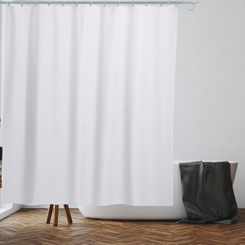 VIROSA White Shower Curtain for Bathroom Anti Mould, Mildew Resistant | Size 180x180 cm (71 x 71 Inch) | Water Repellent Fabric | 100% Polyester