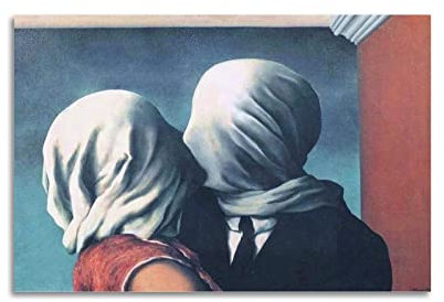JAHER The Lovers by Rene Magritte Art Poster Kunstwerke Wandkunst Zuhause Moderne Dekoration 40 x 60 cm