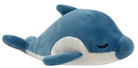 Nemu Nemu Animals 6202684 Plüschtier, Delfin Flip, Kuscheltier, extra weich und kuschelig, Stofftier, Designed in Japan, Kuschelkissen, Größe S, 11 cm