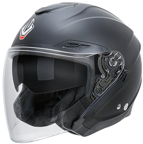 NENKI Jethelme Halbhelme Rollerhelm Sturzhelm Chopper Helm,Motorradhelm ECE 22.06 mit Doppelvisier Sonnenblende für Damen Herren Erwachsene