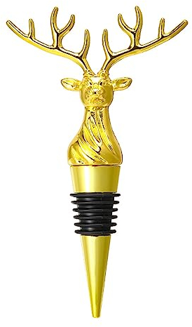 YanHLQJY Wine Bottle Stopper,Gold Reindeer Shaped Wine Bottle Stopper - Reusable Wine Saver, Fits Most Bottle Sizes,Christmas Gift (Gold)