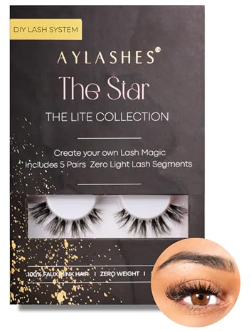 AYLASHES - DIY Wimpernextensions Maxi Box THE STAR | 6 Paar Wimpern | bis zu 7 Tage Halt | Wimpern DIY Set für zu Hause | künstliche Wimpern | Klebewimpern | lash extension set