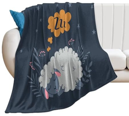 NIBABAEU Decke, Good Night Schaf, weich, flauschig, gemütlich, bequem, für Couch, Sofa, Bett, 75 x 100 cm