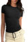 Aokosor Womens T Shirts Ladies Tops Summer Short Sleeve Shirt Basic Black Tops Size 6-8