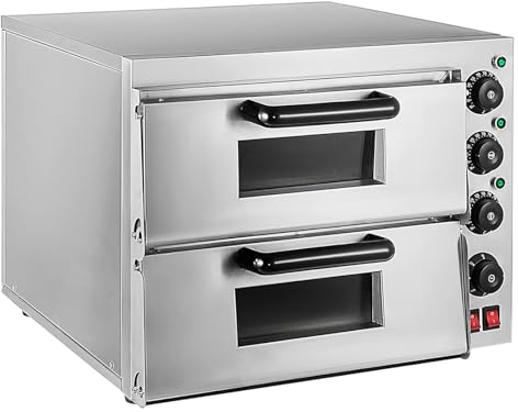 Electric Pizza Oven Single/double Deck Commercial Pizza Drawer Toaster Oven 15'' Countertop Stainless Steel Construction with Explosion Proof Lamp and Cooling Holes For Restaurant Home Party