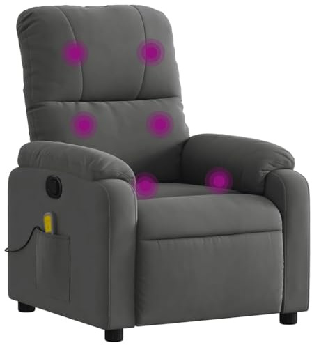 vidaXL Massagesessel, Sessel Verstellbare Rückenlehne Fußteil, Fernsehsessel Relaxsessel mit Liegefunktion, Liegesessel Polstersessel Ruhesessel, Dunkelgrau Mikrofasergewebe