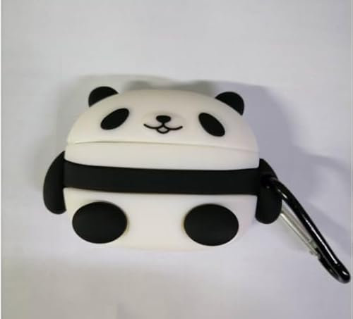 ISAKEN Silicone Case Kompatibel mit AirPods 1/2 Schutzhülle Cartoon Lustiges Kawaii Panda Muster Silikonhülle Anti-Rutsch Ultradünn Cover mit Schlüsselanhänger Kompatibel mit AirPods 1/2