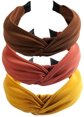 scicent 3 Stück Haarreif Damen Vintage Breite Haarreifen Damen Retro Haarreifen mit knoten Headband Stirnband Haarband - 9818