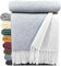 STTS International Wolldecke 100% Schurwolle Wohndecke in versch. Farben 140 x 200 cm Tagesdecke Schurwolldecke Woll-Plaid Tirol (Weiß-Hellblau (Double face), 140 x 200 cm)