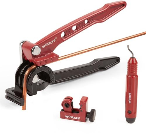 180 Degree Tubing Bender Kit for 1/4 5/16 and 3/8 Inch Pipe Bending Tool with 3-22mm (1/8 to 7/8) Mini Tube Bender and Deburring Tool Copper Aluminum Thin Stainless Steel Manual Pipe Bender