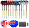 Dartpfeile Metallspitze, 12 Stück Steeldarts Set, 18 Gramm Dartpfeile Metallspitze und Sharpener Dartpfeile Metallspitze, Dartpfeile Profi Dartpfeile mit Kunststoffspitze, Multi Purpose Dart Tool