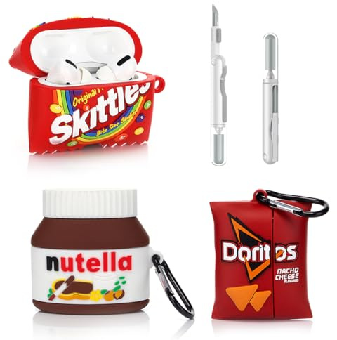 XMBYGY - Funda para AirPods Pro de 2ª/1ª generación con kit de limpieza, diseño de piel de caricatura, funda protectora de silicona con llavero para auriculares AirPods Pro 2/Pro (N+S+D)