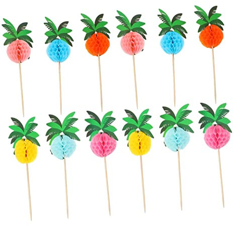 LABRIMP 50 Pezzi Ombrello di Cocco Raccoglitore di Frutta Martini Pick Bastoncini di Frutta Spiedini Decorazione di Cocco Plettri da Cocktail Hawaiani Plettri di Cibo Tropicale Spiedini