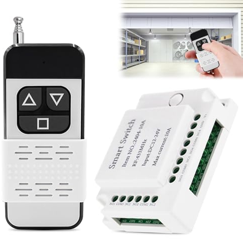 Interrupteur Module Volet Roulant Sans Fil, Commutateur de Commande à Distance de Moteur AC sans Fil pour Volets Roulants Stores Stores Auvent DC 12V/24V Émetteur Radio RF Contrôle de Portée 300M