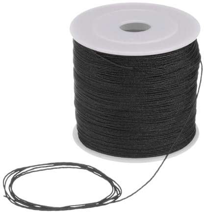 Sourcing Map 0.6mm Nylon Cord 164 Yards Satin String for Bracelet, Chinese Knotting, Beading Thread, Jewelry Making, Braided Necklaces, Macrame Trim Craft - Black