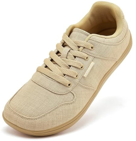 HOBIBEAR Zapatillas de Lona Unisex Zapatos Descalzos Anchos para Hombre Zapatillas de Moda para Mujer Zapatos Casuales clásicos Suela Zero Drop (Kaki EU 40)