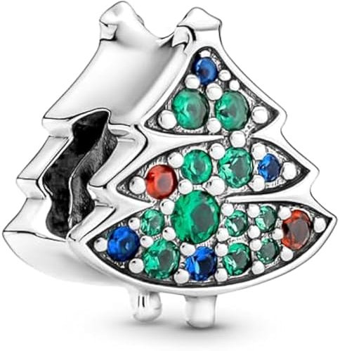 TCZNAF Ciondolo Albero di NataleCharm Famiglia Pendant Compatibile Per Europei Bracciali Regali di Festa Charms da Donna