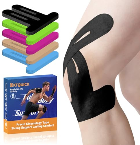 KTQUICK Precut Kinesiology Tape for Knees,Knee Support Tape&Stability,12PCS