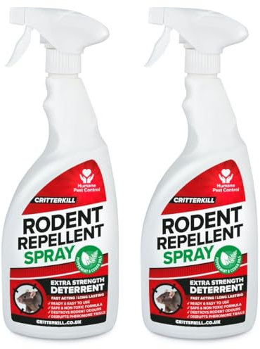 CritterKill Rat and Mouse Repellent Spray 2 x 1L – Natural Deterrent Spray – Indoor & Outdoor – Repels Rats and Mice