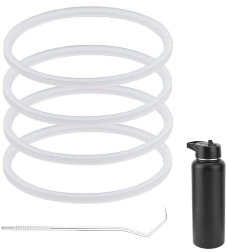 Lot de 4 Joints de Rechange pour Gourde à Large Ouverture IRON °FLASK 32/40/64 oz, Joints d'Étanchéité en Silicone Anti-Fuite pour Couvercle de Paille à Mousqueton IRON °FLASK
