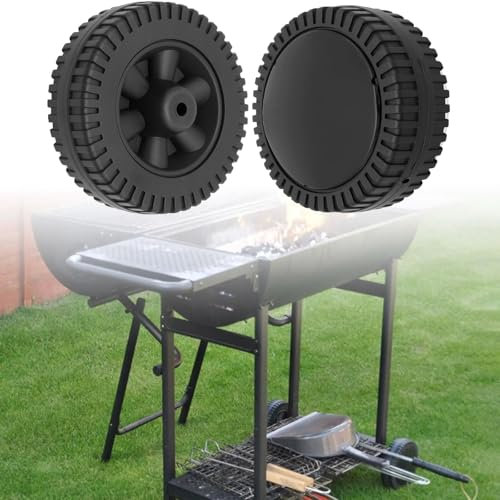 POPUBBY 7 Zoll Radgrill Ersatzteile, 2 Stück Grill Räder Teile BBQ Grillräder, Gasgrills Räder, Kunststoff Grill Räder Grillräder Ersatzteile mit Radabdeckung für Charbroil