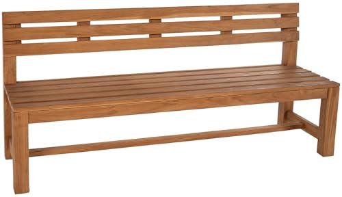 CLP Teakbank Augusta I Wetterfeste Holzbank mit Rückenlehne I Stabile Gartenbank aus massivem Teakholz, Farbe:Teak, Größe:240 cm