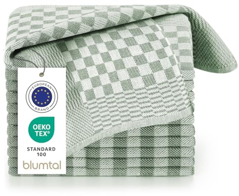 Blumtal Set Strofinacci Cucina Cotone - Canovacci Cucina Cotone 100% - Stracci Cucina Elevata Assorbenza - Certificati Oeko-Tex - 50x70cm - 20 Pezzi - Verde