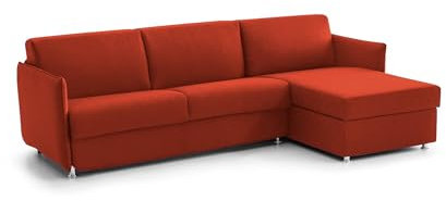 Talamo Italia - Sofa mit Halbinsel Ubalda, Ecksofa für Wohnzimmer, gepolstert, Abnehmbarer Bezug, 100% Made in Italy-Qualität, 260x160 h90 cm, Orange