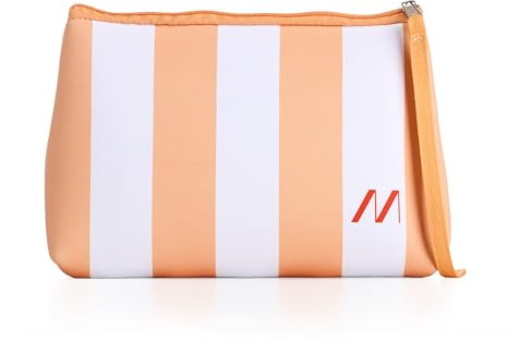 Muitomas Pochette para Mujer en Neopreno a Rayas, bolso de mujer con cierre de cremallera y correa de muñeca, 24 x 16 x 6 cm,