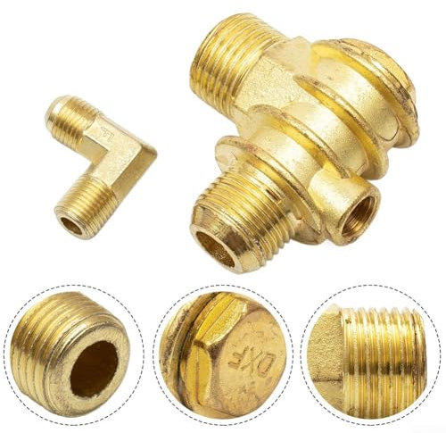 Válvula de retención de repuesto para compresor de aire, 3 puertos, latón roscado macho con aleación de zinc