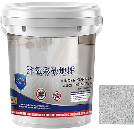 Epoxid-Bodenfarbe, Garagenboden-Epoxidharz, Betonbeschichtung, farbige Sandfarbe, selbstnivellierend, Hochglanz-Marmoreffekt, wasserbasiert, rutschfest, gefärbt, zum Nacharbeiten von Betonfliesen