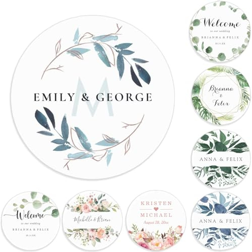 BFBZYME 100 Autocollants Personnalisés Pour Cadeaux De Mariage, Étiquettes Autocollantes En Vinyle Personnalisées Avec Nom Et Date Pour Logo D'entreprise. Créez Vos Propres Autocollant