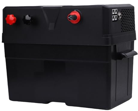 RASTKY Marine Battery Box with Intelligent Management for Trolling Motor, RV, Solar Panel. Rain Proof, Safe Portable Box for Boat, Yacht, Car, Camping, Outing