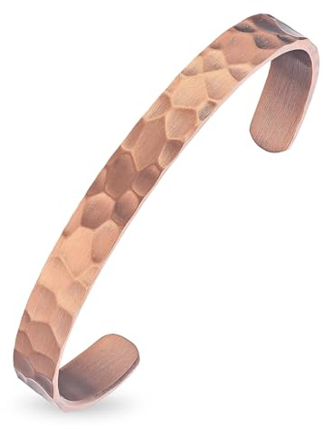MagEnergy Bracelet en Cuivre Pur pour Homme et Femme – Manchette Vintage Martelée, 100% Cuivre Massif, Brut et Non Revêtu, Fait Main