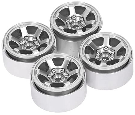 ANKROYU RC Beadlock Radnaben Aluminiumlegierung 1,9 Zoll CNC RC Felgen Nabe Ersatz für Axial SCX10 Hsp HPI RC Autos 4 Stück (Silber)
