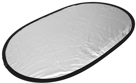 GALPADA Réflecteur Photographique en Tissu Léger Ovale Portable Effets Multiples Argenté et Blanc, Pliable Photographie en Extérieur Site