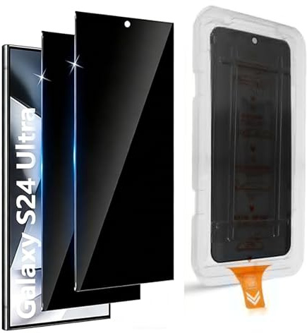 Wayneer Verre Trempé Anti-Espion Pour Samsung Galaxy S24 Ultra, 2 Pièces | Dépoussiérage Automatique, Privacy Film, 9H Dureté HD, Anti-Poussière Anti Rayures Anti-Spy Protection écran