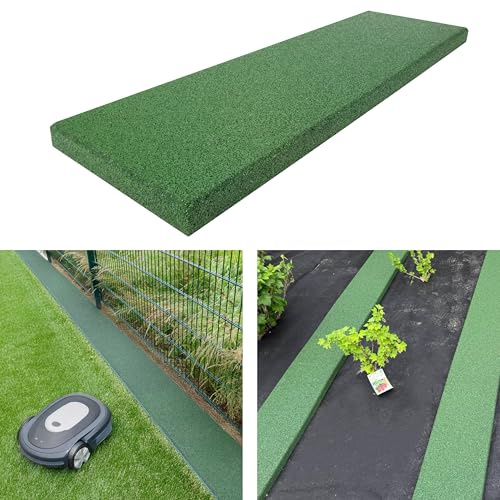 Rasenkante & Gartenweg aus Gummigranulat 200x30x3,5cm – rutschhemmend & wetterfest – grün – Flexible Beeteinfassung, Schutz fürs Mähroboter & weicher Gehweg