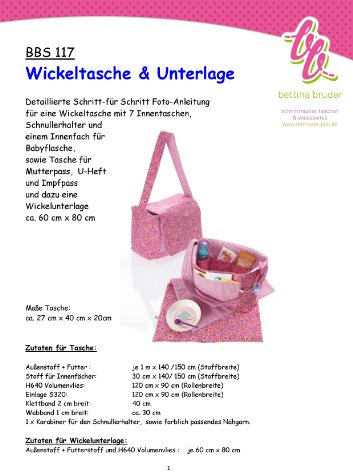 bettina bruder BBS 117 Schnittmuster Tasche Wickeltasche mit Fotoanleitung