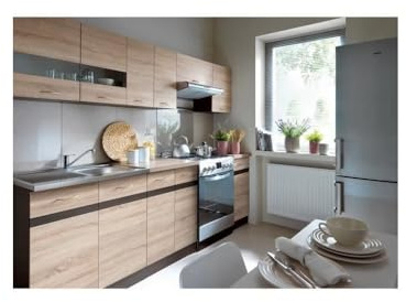 Générique JUNONA Cuisine Complete 2m40 avec éclairage LED - Décor Chene Sonoma