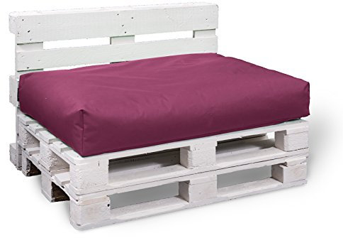BuBiBag Palettenkissen Sitzkissen Sitzauflage Sitzfläche für In & Outdoor Größe & Farbe auswählbar (120x60x10 cm, weinrot)