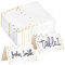 Petites Cartes Chevalet Porte-Nom Blanches à Pois Dorés, Paquet de 100 Cartes de Placement, 5,1 x 9 cm