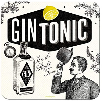 Nostalgic-Art 46151 - Gin Tonic, Retro Metall-Untersetzer, Tassen-Untersetzer, mit Kork-Unterseite Bunt 9x9 cm