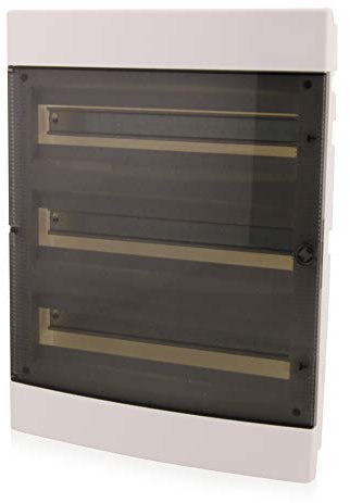 Intratec Sicherungskasten Unterputz IP40 – Verteilerkasten mit transparenter Tür, 3-reihig, 54 Module, 522x392x106 mm, für Trockenräume