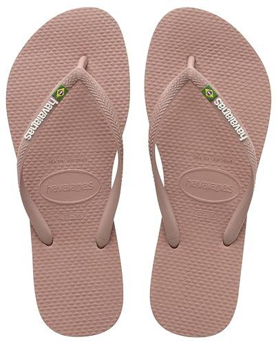 Havaianas Girls Slim Brasil Logo (Mini Me), Crocus Rose, UK child 9