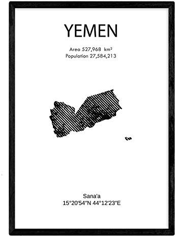 Nacnic Poster von Jemen. Blätter von Ländern und Kontinenten. A4-Format mit Rahmen