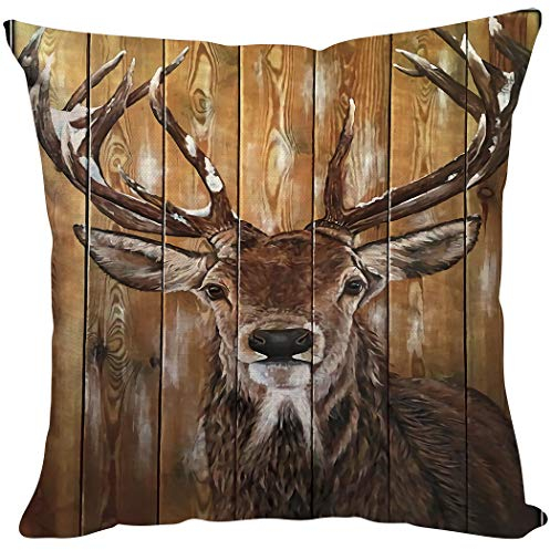 Violetpos Kissenhülle Sofa Zierkissenbezug Auto Zierkissenbezüge Kissenbezüge Kissen Kühle Hirsche Holzmaserung Elch 45 x 45 cm