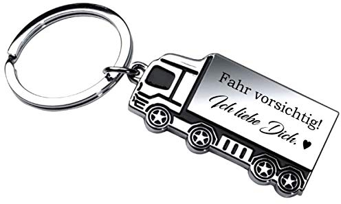 Lieblingsmensch Metall Schlüsselanhänger Modell: LKW Berufskraftfahrer Fahr vorsichtig! Ich liebe Dich